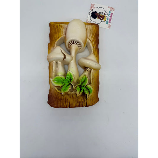 Vintage 1977 Miller Studio Mushroom Wall Plaque – Retro Chalkware Cottagecore Decor