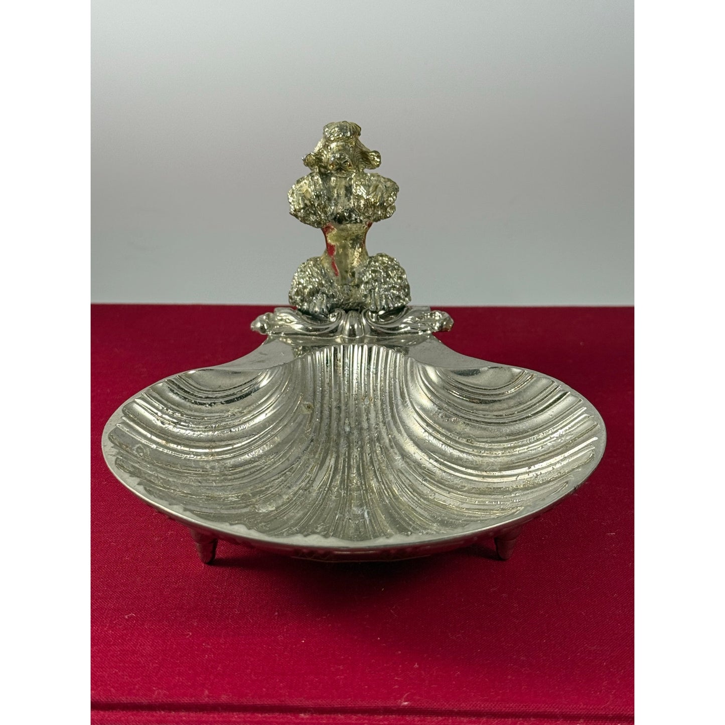 Vintage Silver-Plated Poodle Shell Dish – Mid-Century Trinket Holder