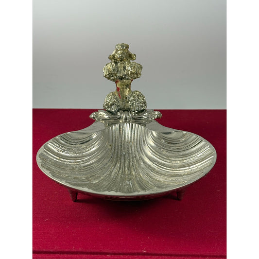 Vintage Silver-Plated Poodle Shell Dish – Mid-Century Trinket Holder